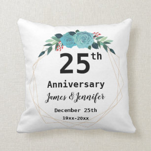 25th Wedding Anniversary Custom Names and Year Cushion
