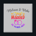 25th Wedding Anniversary Custom Names Silver  Magnet<br><div class="desc">Commemorate your twenty-fifth wedding anniversary with this custom magnet. Edit the names in black text to your own or the couple who is celebrating this milestone. Great idea for a party favour too!</div>