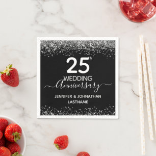 25th Wedding Anniversary Faux Glitter Napkin