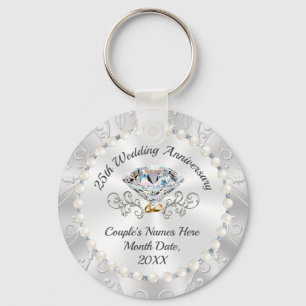 25th Wedding Anniversary Favors Souvenirs, Custom Key Ring