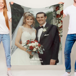 25th Wedding Anniversary Fleece Blanket Photo