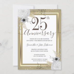 25th Wedding Anniversary Floral  Invitation
