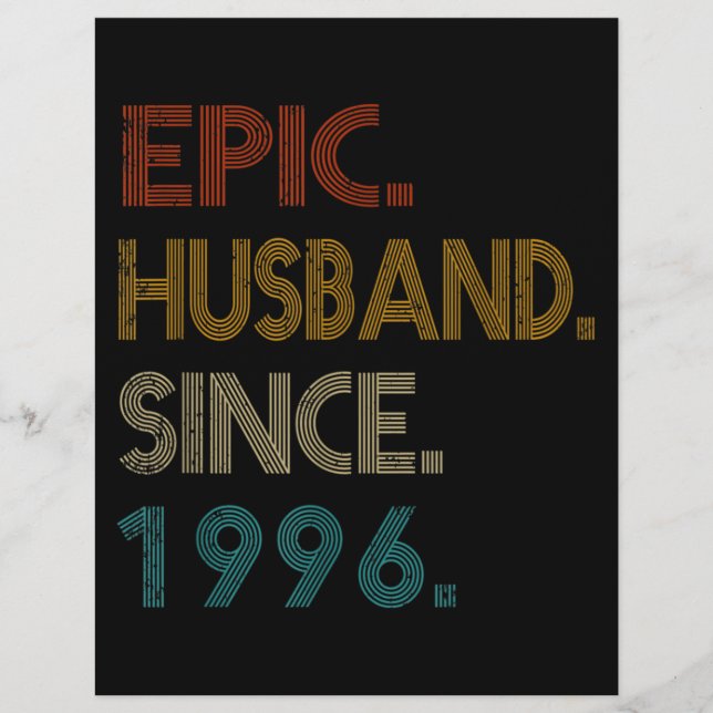 25th Wedding Anniversary Gift Him Epic Husband Custom Letterhead (Front)