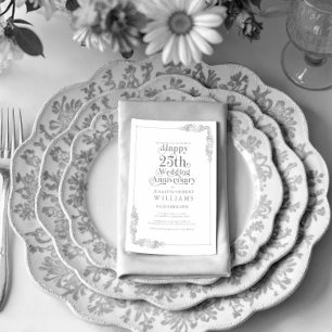 25th Wedding Anniversary Gold Floral Frame Invitation