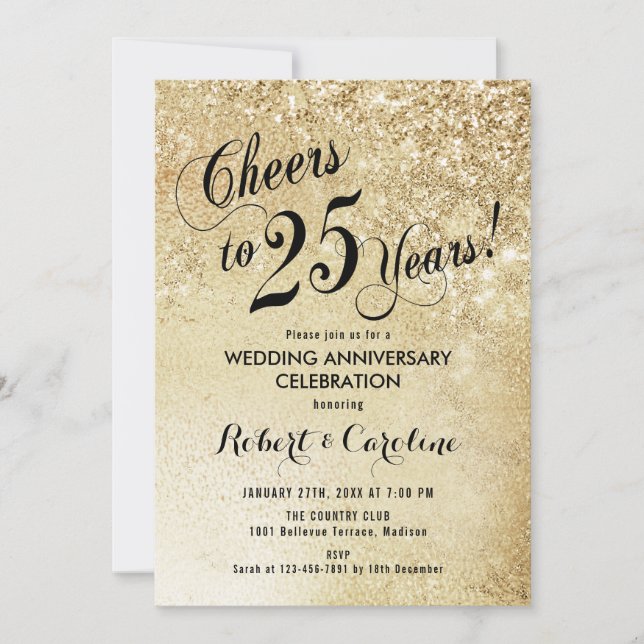 25th Wedding Anniversary Gold Invitation (Front)