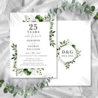 25th Wedding Anniversary Greenery Floral Monogram