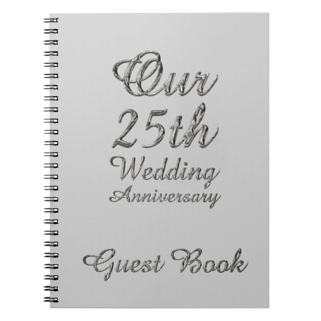 25th Wedding Anniversary Guest Book Silver Grey (Front)