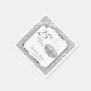 25th Wedding Anniversary - Hearts Napkin