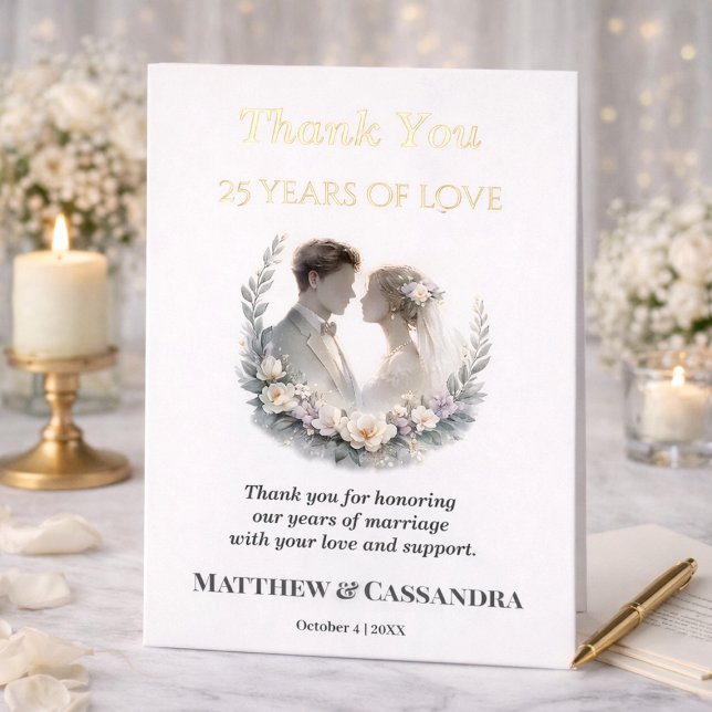 25th Wedding Anniversary Heirloom Celebration Foil Holiday Card (Creator Uploaded)