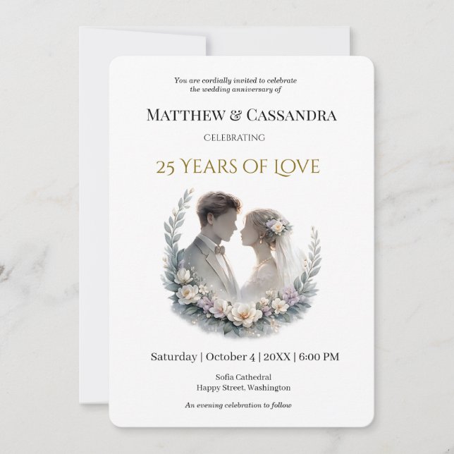25th Wedding Anniversary Heirloom-Like Celebration Invitation (Front)