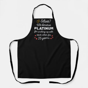 25th Wedding Anniversary I - Silver Funny Couple Apron