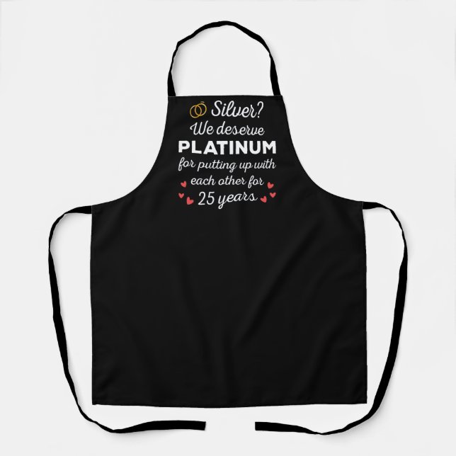 25th Wedding Anniversary I - Silver Funny Couple Apron (Front)