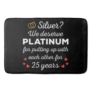25th Wedding Anniversary I - Silver Funny Couple Bath Mat