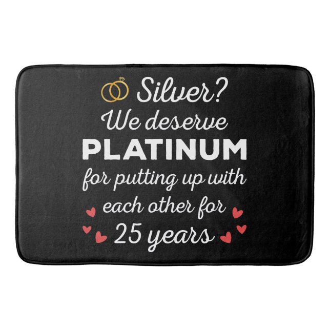25th Wedding Anniversary I - Silver Funny Couple Bath Mat (Front)