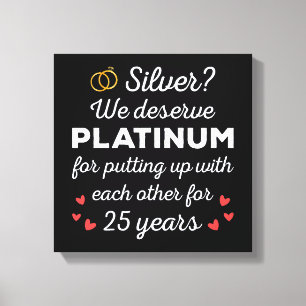 25th Wedding Anniversary I - Silver Funny Couple Canvas Print