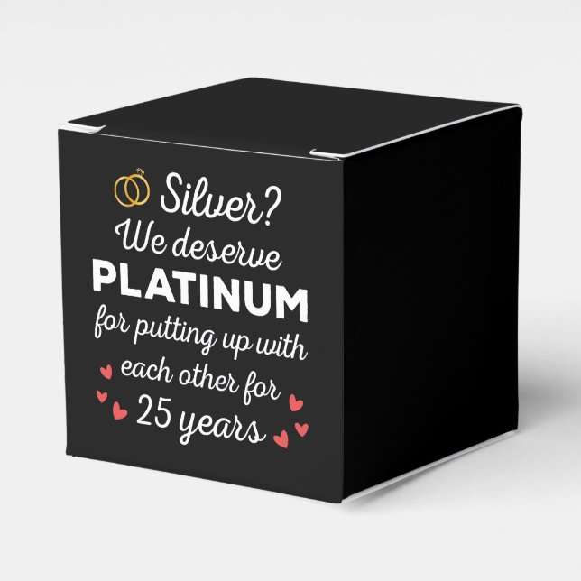 25th Wedding Anniversary I - Silver Funny Couple Favour Box (Front Side)