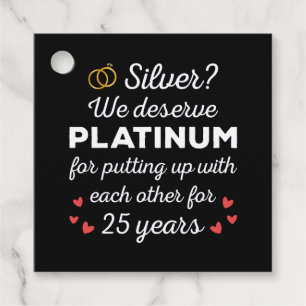 25th Wedding Anniversary I - Silver Funny Couple Favour Tags