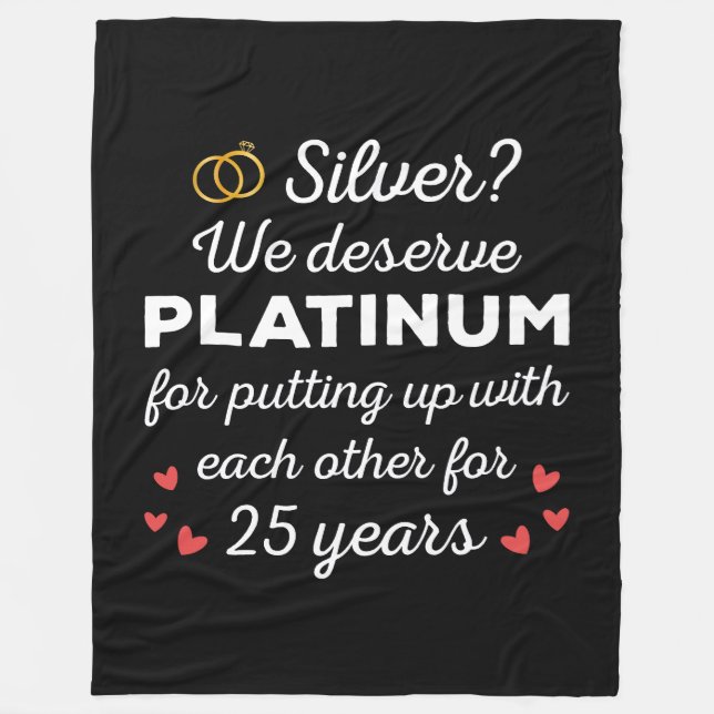 25th Wedding Anniversary I - Silver Funny Couple Fleece Blanket (Front)