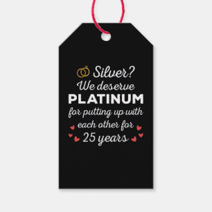25th Wedding Anniversary I - Silver Funny Couple Gift Tags