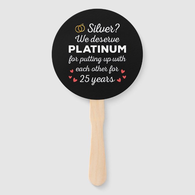 25th Wedding Anniversary I - Silver Funny Couple Hand Fan (Front)