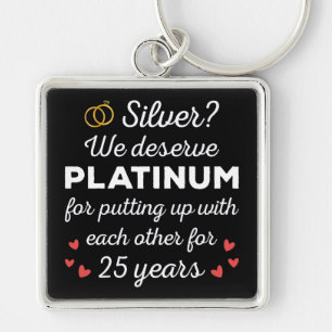 25th Wedding Anniversary I - Silver Funny Couple Key Ring