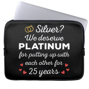 25th Wedding Anniversary I - Silver Funny Couple Laptop Sleeve