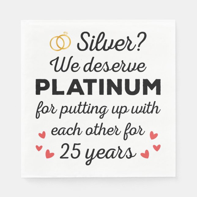 25th Wedding Anniversary I - Silver Funny Couple Napkin (Front)