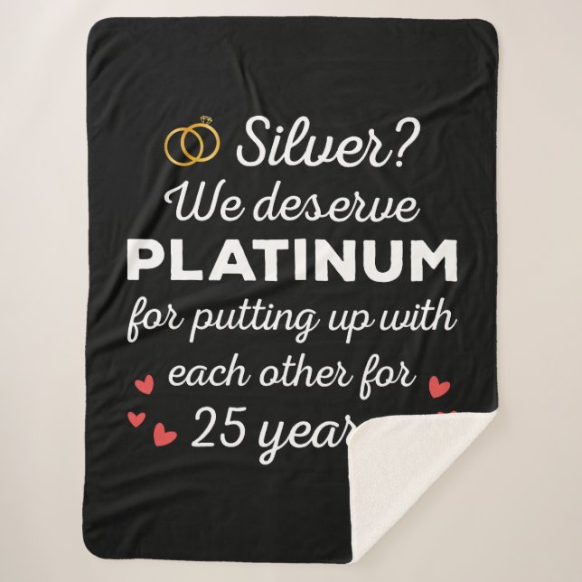 25th Wedding Anniversary I - Silver Funny Couple Sherpa Blanket (Front)
