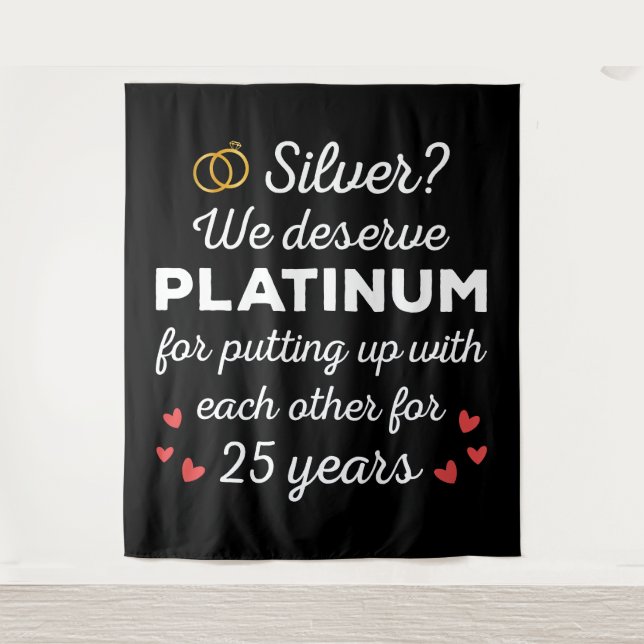 25th Wedding Anniversary I - Silver Funny Couple Tapestry (Front)