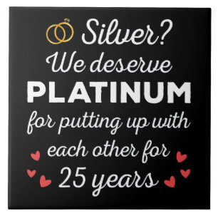 25th Wedding Anniversary I - Silver Funny Couple Tile