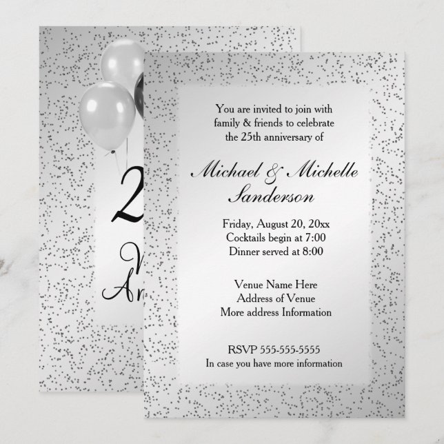 25th Wedding Anniversary Invitation (Front/Back)
