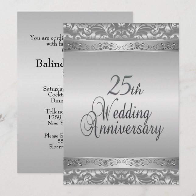 25th Wedding Anniversary Invitation (Front/Back)