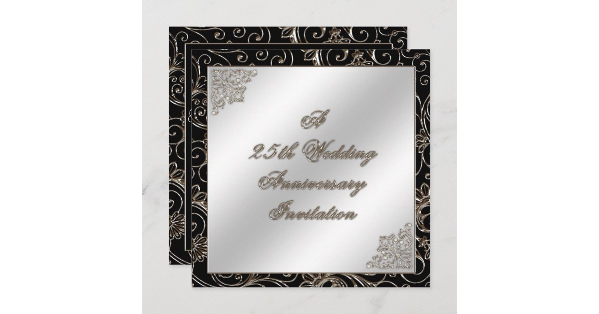 25th Wedding Anniversary Invitation Card | Zazzle.co.uk