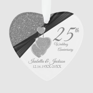 25th Wedding Anniversary Keepsake Design Ornament