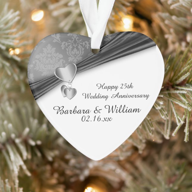 25th Wedding Anniversary Keepsake Ornament (Tree)