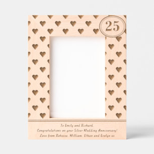 25th Wedding Anniversary Love Hearts Pattern Etched Frames