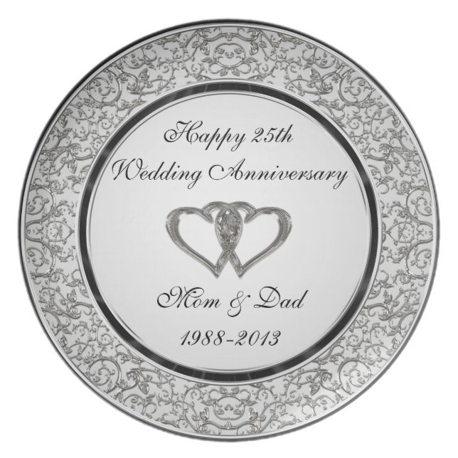 25th Wedding Anniversary Melamine Plate (Front)