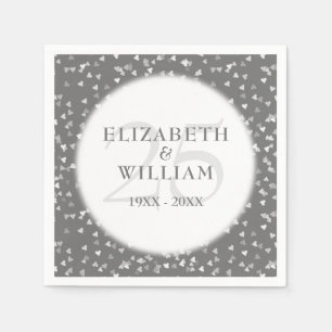 25th Wedding Anniversary Modern Silver Confetti Napkin