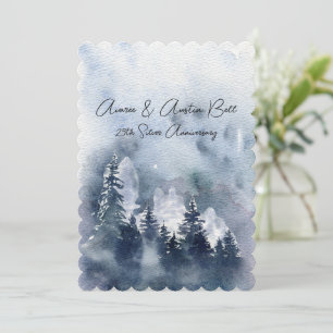 25th Wedding Anniversary Navy Forest and Mountain