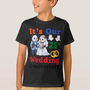 25th Wedding Anniversary Panda Couples Together T-Shirt