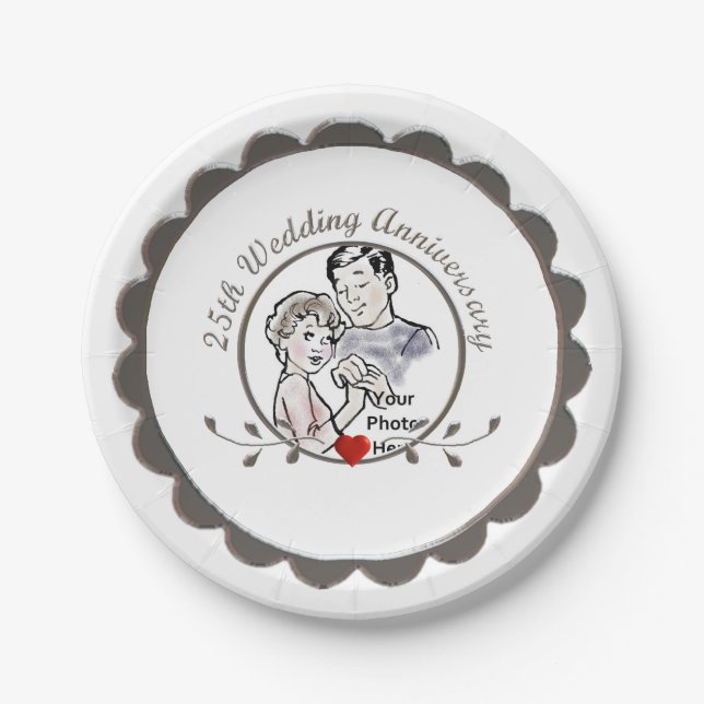25th Wedding Anniversary Paper Plates (Front)