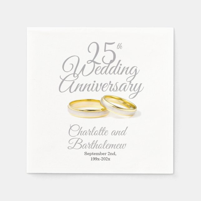 25th Wedding Anniversary Party Napkin (Front)