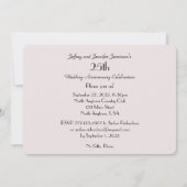 25th Wedding Anniversary Party Pale Pink Rose Invitation (Back)
