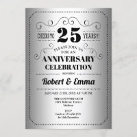 25th Wedding Anniversary Party - Silver Black