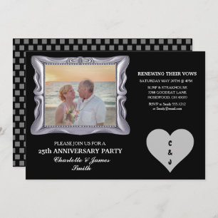 25th Wedding Anniversary Party Silver RSVP Card