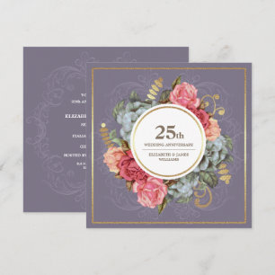 25th Wedding Anniversary Party Vintage Floral Invitation