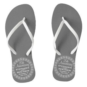 25th Wedding Anniversary Personalised Flip Flops