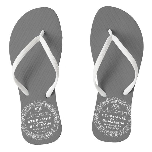 25th Wedding Anniversary Personalised Flip Flops (Footbed)