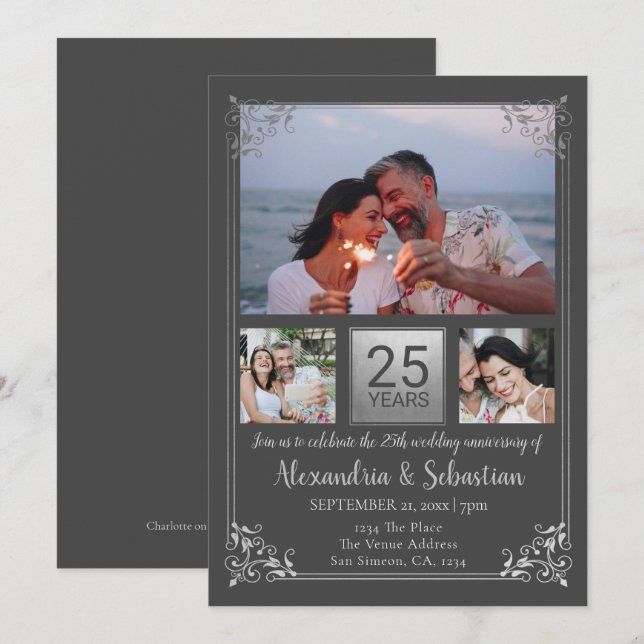 25th Wedding Anniversary Personalised Frame Invitation (Front/Back)