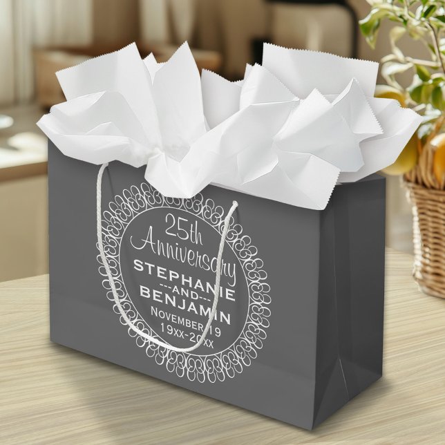 25th Wedding Anniversary Personalised Large Gift Bag (Custom Gift Bag)